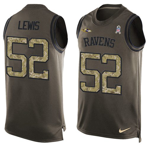 Nike Ravens #52 Ray Lewis Green Men's Stitched NFL Limited Salute To Service Tank Top Jersey - Click Image to Close